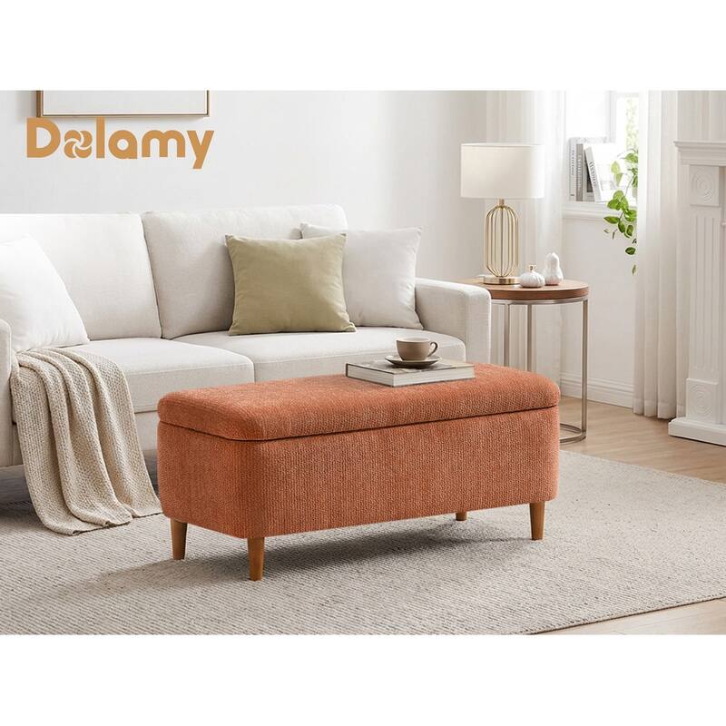 39in Soft Chenille Fabric Storage Ottoman Bench for Bedroom / Entryway Bed Foot / Living Room，Upholstered Entryway Bench
