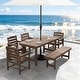 preview thumbnail 78 of 94, 6-Piece HDPE Outdoor Dining Table Sets with Umbrella Hole - 1-Table 4-Chairs-1-Bench