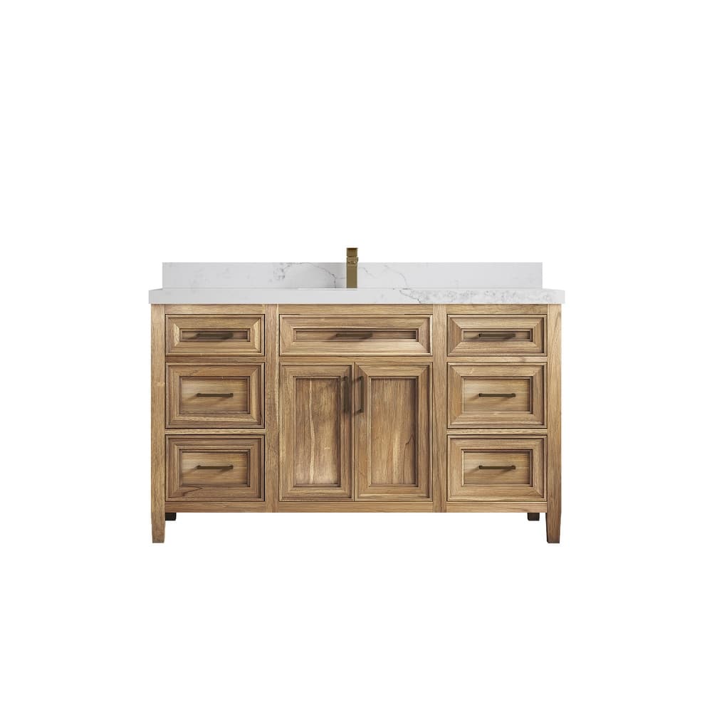 Willow Collections 60 in. W x 22 in. D Santa Monica Teak Single Sink Bathroom Vanity with Countertop