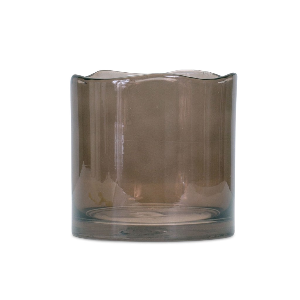 Wavy Edge Smokey Glass Vase - 6" - Brown