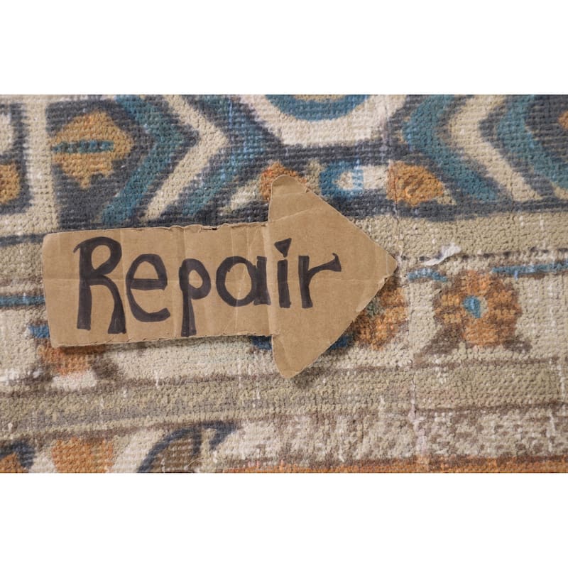 Geometric Tabriz Persian Vintage Area Rug Hand-Knotted Wool Carpet - 6'4"x 8'2"
