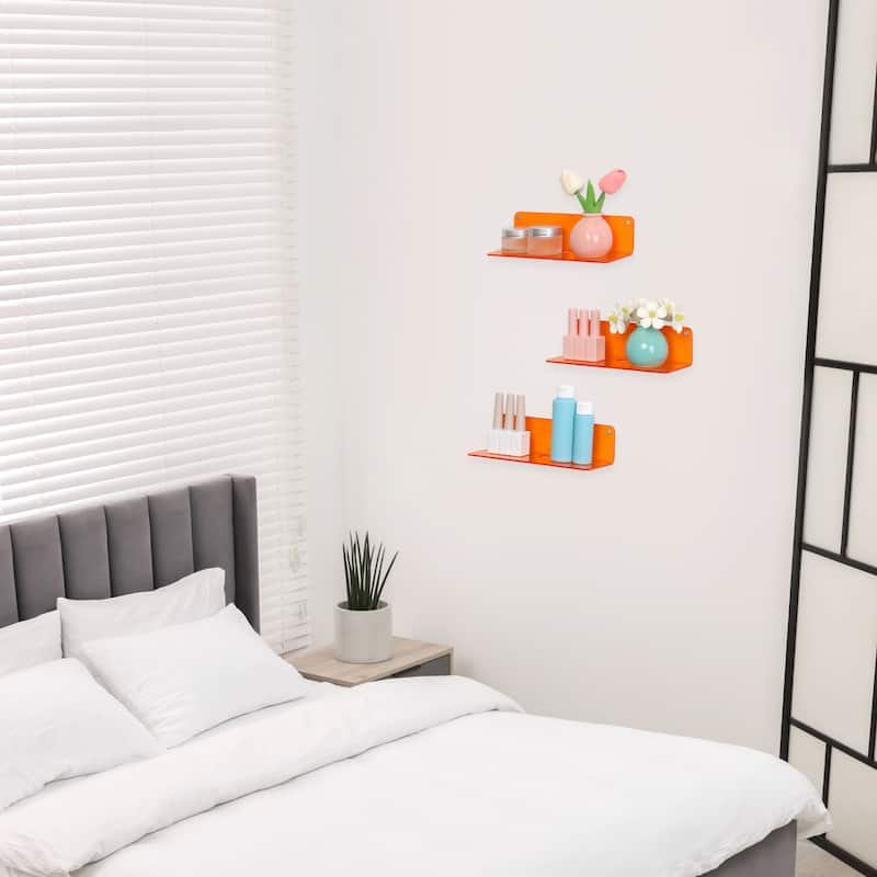 Acrylic Floating Shelves for Wall, Acrylic Shelves for Bathroom Living Room and Kitchen Room Wall Display Shelf 9*4in