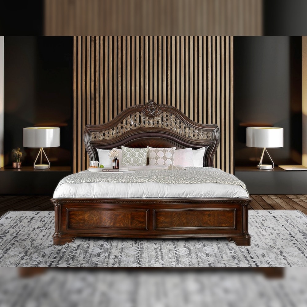 Hudson Queen Bed in Brown Cherry Finish - Bed Bath & Beyond - 36990682