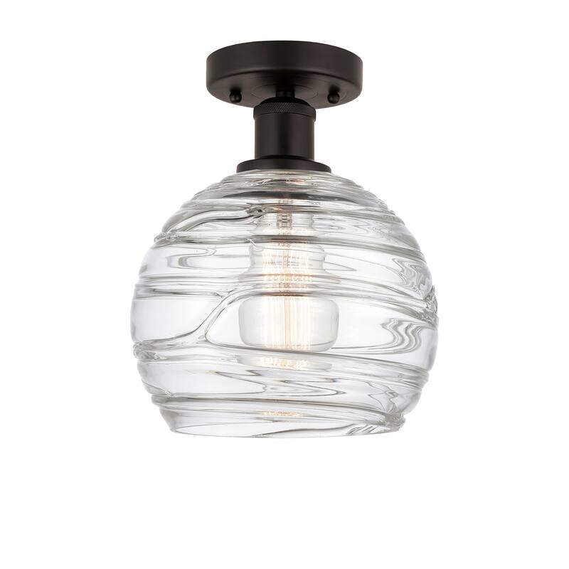 Innovations Lighting Edison Athens Deco Swirl - 1 Light 8" Semi-Flush Mount - Oil Rubbed Bronze/Clear Deco Swirl