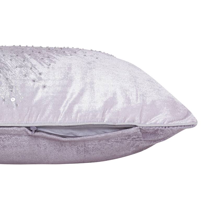 Handwoven Abstract Sequined Outdoor Lumbar Pillow Cover - 24" - Purple and Silver