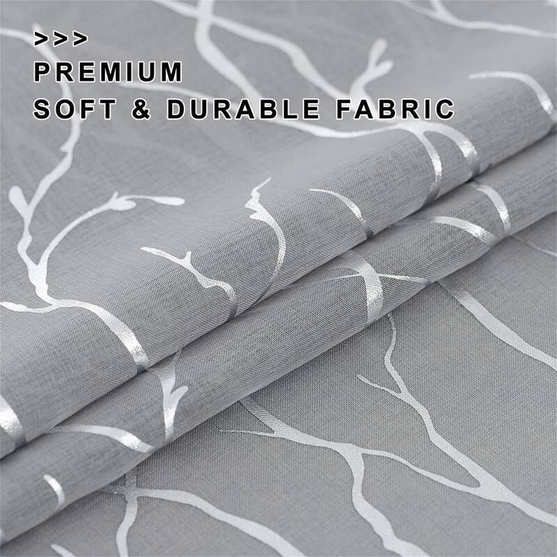 Silver Tree Sheer Curtains 52x84" Metallic Design