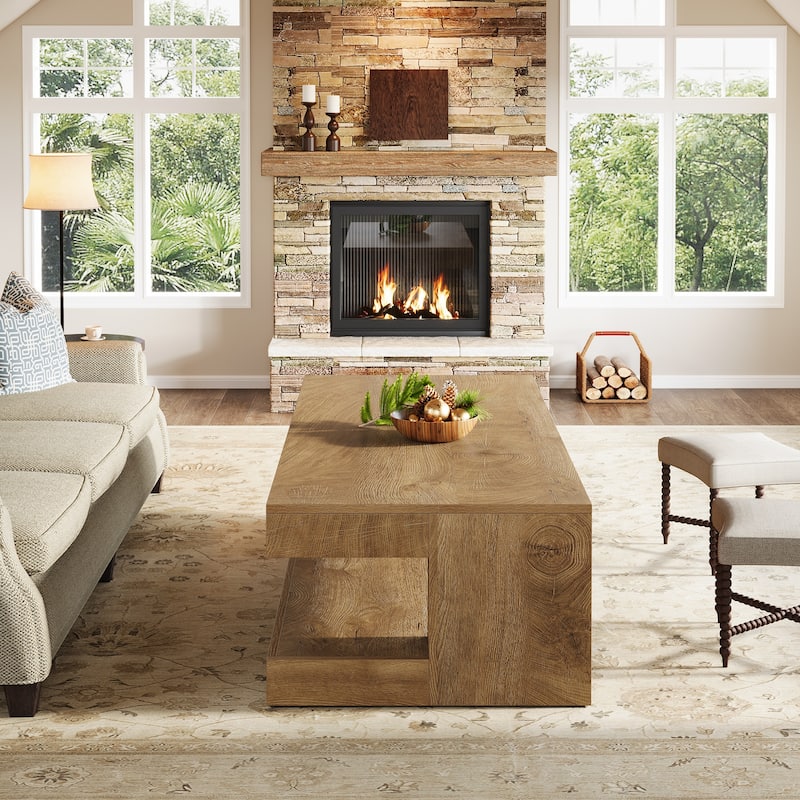 47.3" Farmhouse Rectangular Coffee Table for Living Room