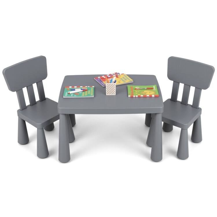 Versatile 3-Piece Children's Activity Table and Chair Set for Creative - table: 30" x 21" x 19" - Grey