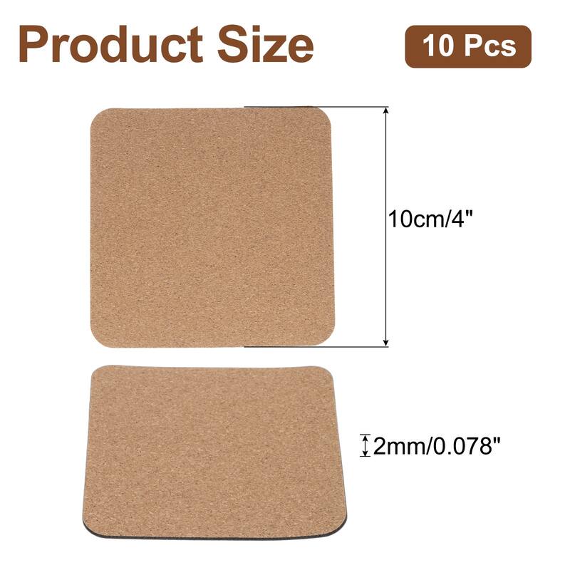 10pcs Cork Plant Coasters, 4 Inch Square Cork Plant Mats - Navy Blue