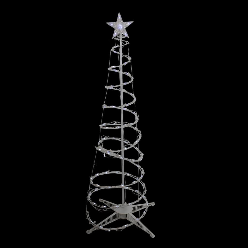 5' Pure White LED Spiral Cone Tree Outdoor Christmas Decoration - Clear