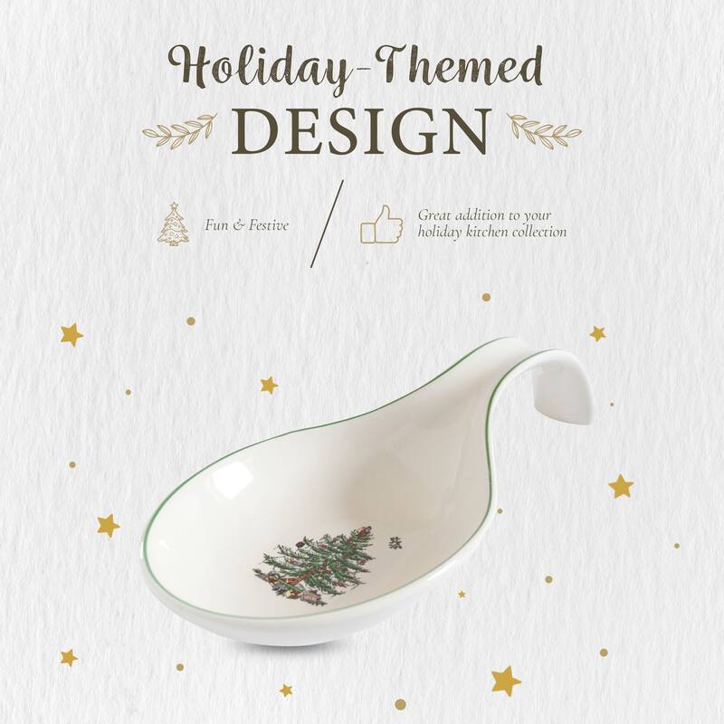 Spode Christmas Tree Spoon Rest - 12" L x 4" W