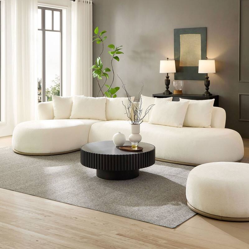 134.63" Oversize Cloud Sectional Couch with L-Shape Chaise, Modern Upholstered Sofa with Deep Seat for Living Room - Beige - Left Facing
