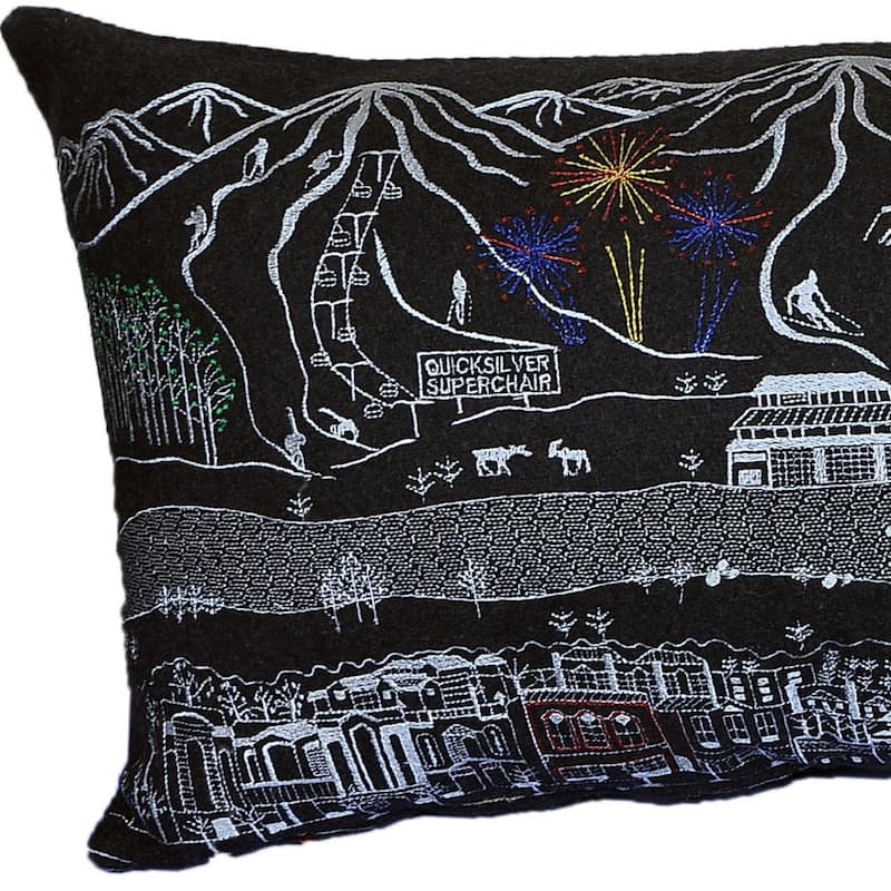 HomeRoots 35" Black Breckenridge Nighttime Skyline Lumbar Decorative Pillow