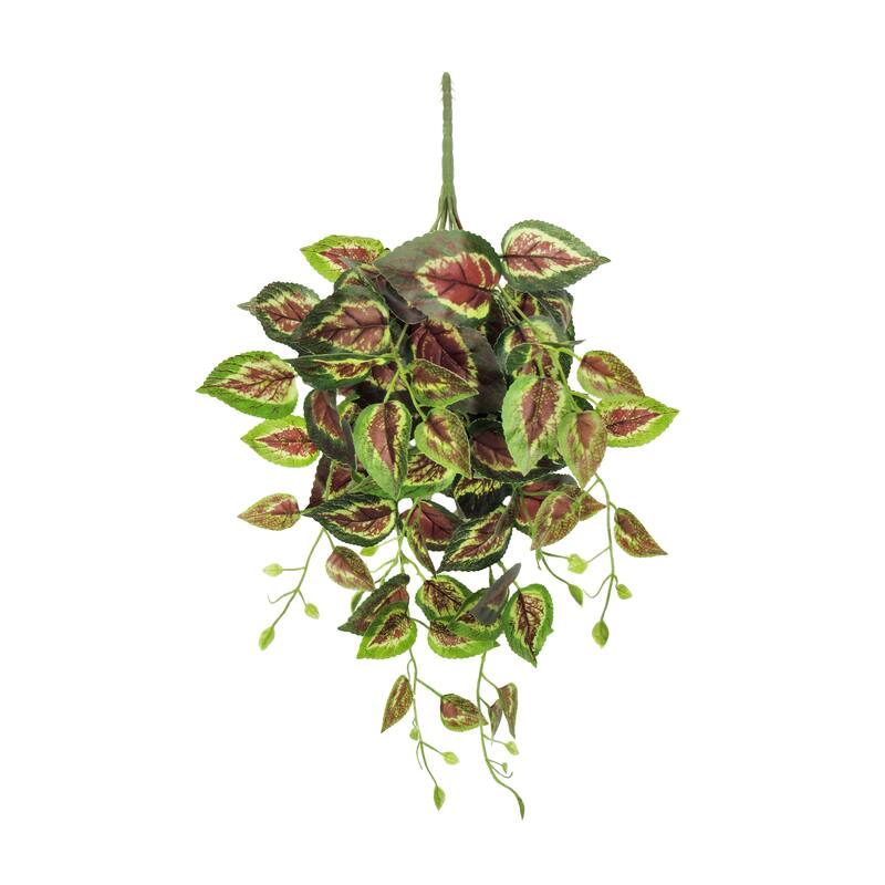 Green Red Artificial Coleus Ivy Leaf Vine Hanging Plant Greenery Foliage Bush 24in - 24" L x 12" W x 6" DP