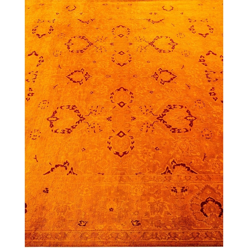 Overton Hand Knotted Wool Vintage Inspired Modern Contemporary Overdyed Orange Area Rug - 6' 1" x 9' 3"