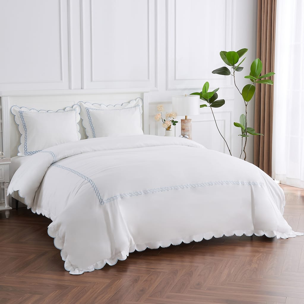 Home Sweet Home Collection 600TC Scallop and Rope Duvet Set and Sham