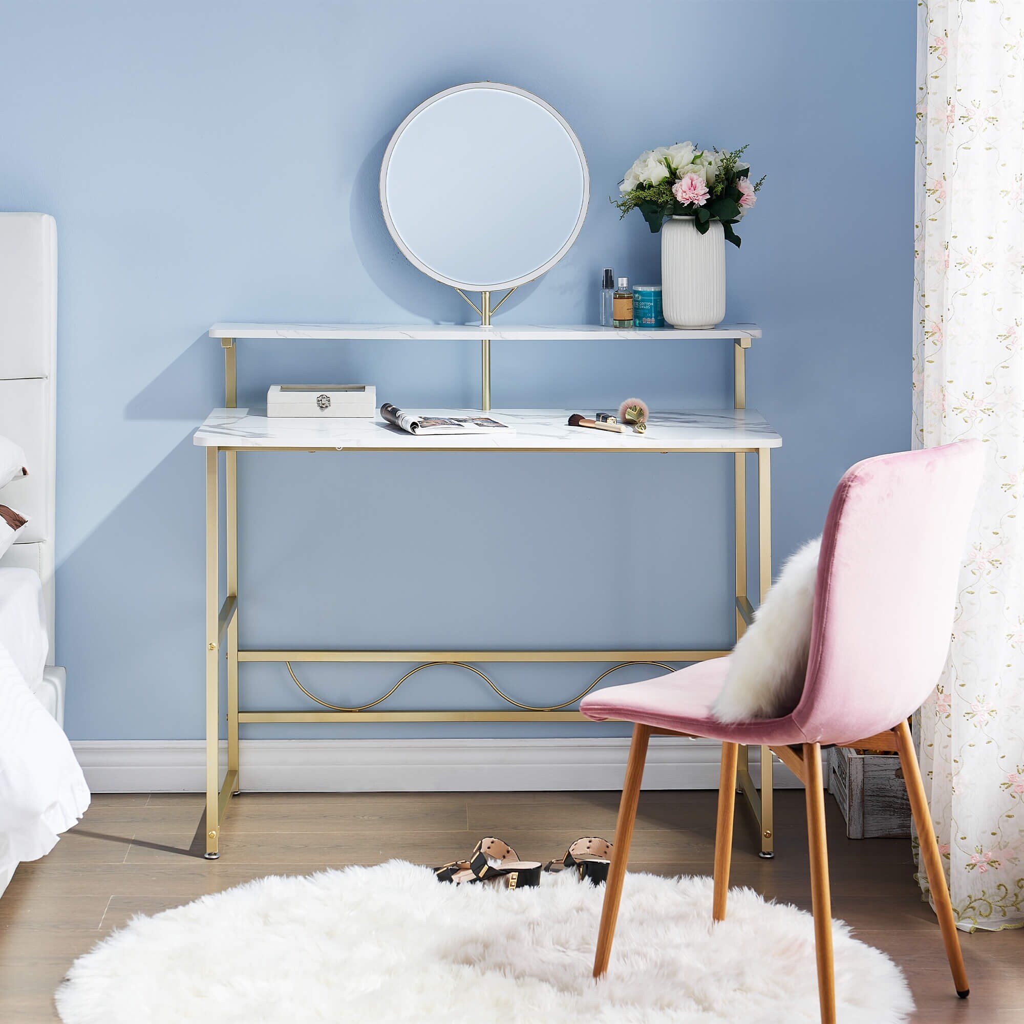ivinta Makeup Vanity Desk with Removable Mirror Dressing Table for Bedroom 41.3 L x 18.9 W x 54.1 H On Sale Bed Bath Beyond 41693347