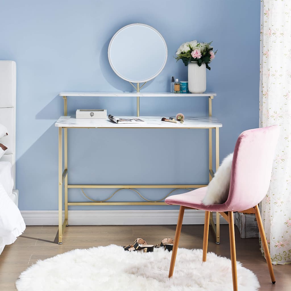 ivinta Makeup Vanity with Mirror, Small Vanity Desk for Bedroom, Dressing Room - White