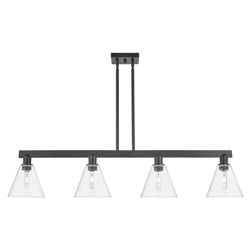 Innovations Lighting Endless Possibilities Arcadia - Berkshire Glass - 4 Light 51" Stem Hung Island Light - Clear/Matte Black