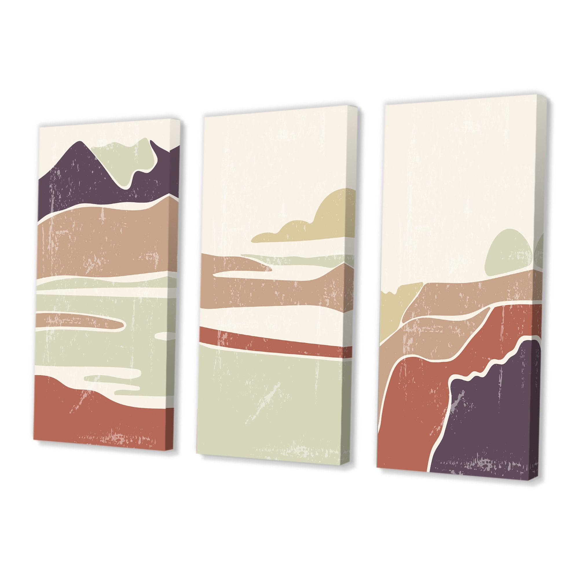 Designart Minimalist Retro Landscape Art Print - Transitional Style in Vibrant Retro Colors I-image