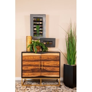 Zara 2-door 40-inch Wood Accent Storage Cabinet Black Walnut