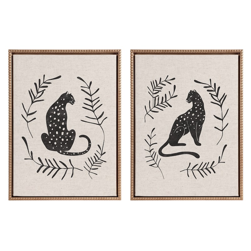 Sylvie Beaded Jungle Framed Canvas Art Set by Alexander Ginzburg - 2 Piece Set 18x24
