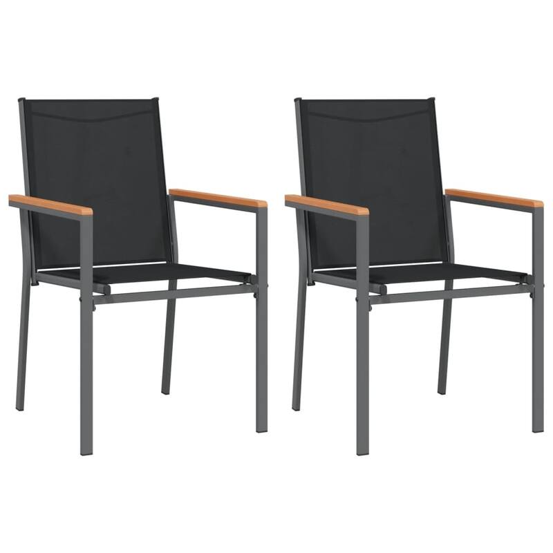 vidaXL Patio Chairs 2 pcs Black 21.7"x24.2"x35.4" Textilene and Steel