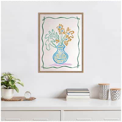 Kate and Laurel Sylvie June Blooms Bow Border Framed Canvas by Kate Aurelia Holloway