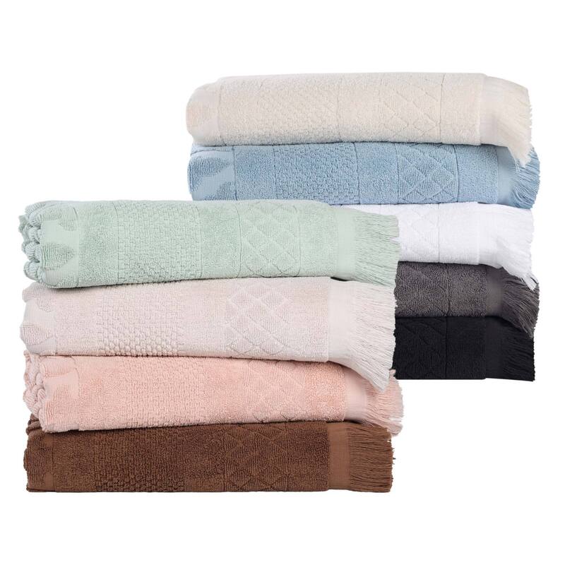 Superior Rolla Cotton Geometric Jacquard Plush Soft Bath Sheet Set of 2