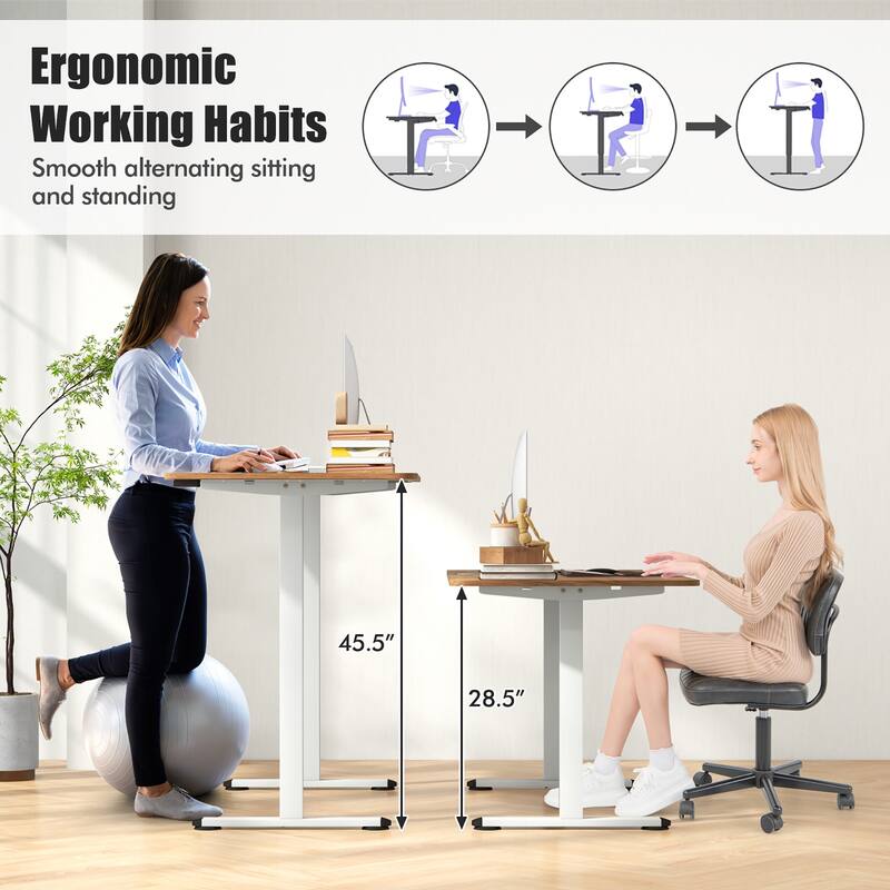 Gymax 55'' Electric Standing Desk Height Adjustable Home Office Table