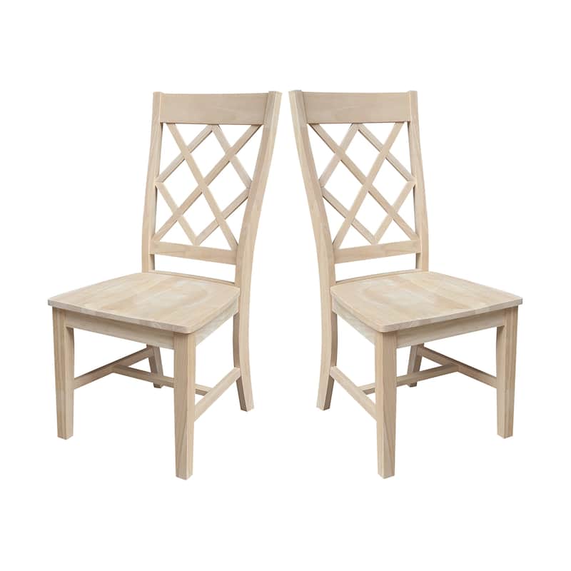 Set of Two Solid Wood Dining Chairs, Unfinished