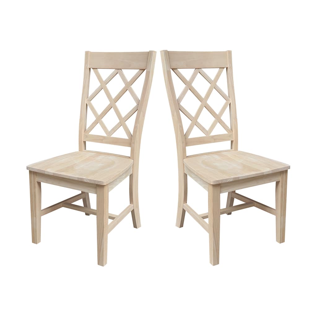 Set of Two Solid Wood Dining Chairs, Unfinished