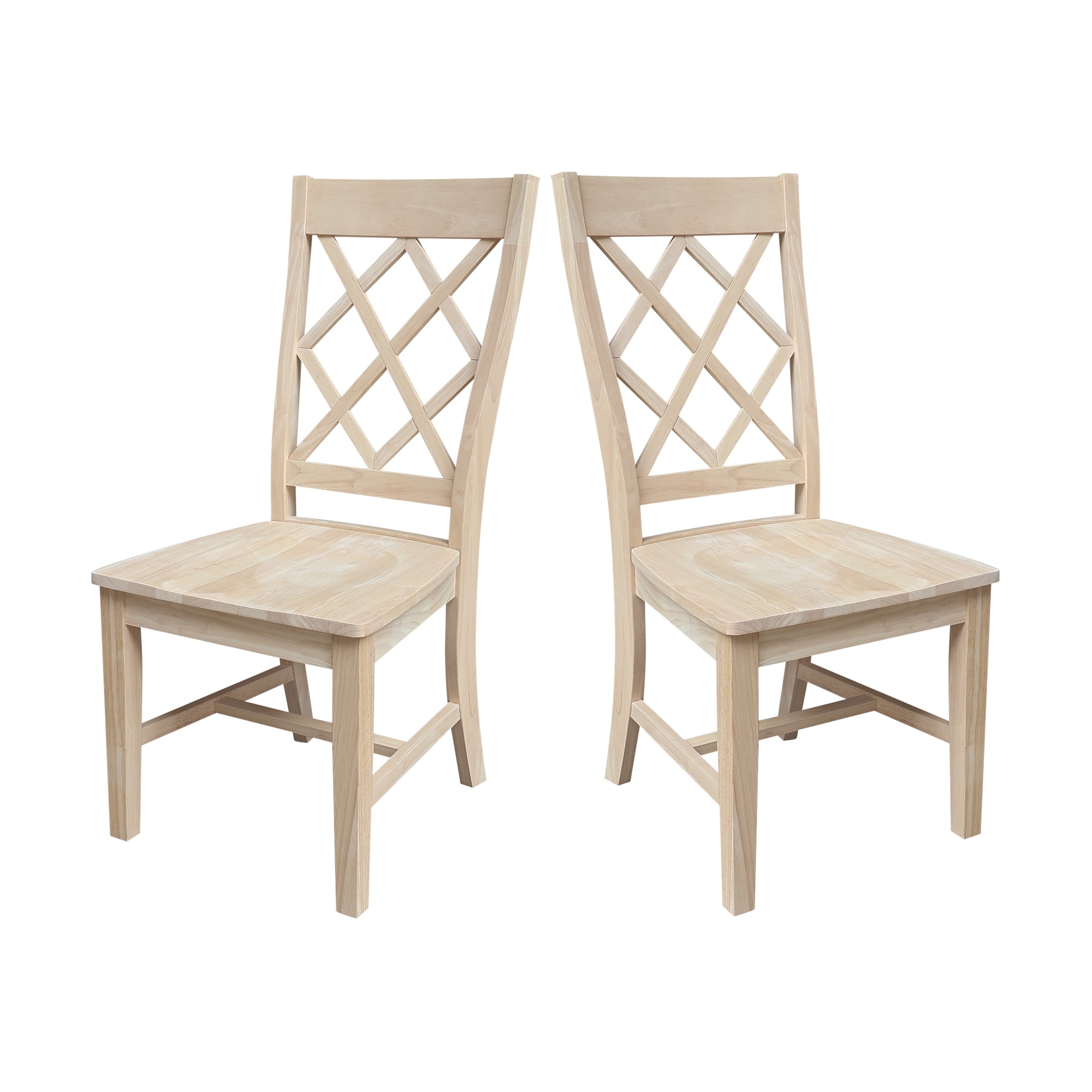 Set of Two Solid Wood Dining Chairs, Unfinished