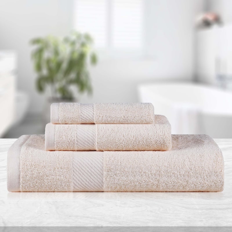 Luxury Egyptian Cotton Solid 3 Piece Bath Towel Set by Superior - Ivory