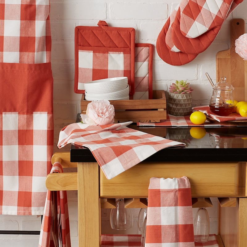 DII Vintage Red Buffalo Check Dishtowel (Set of 3)