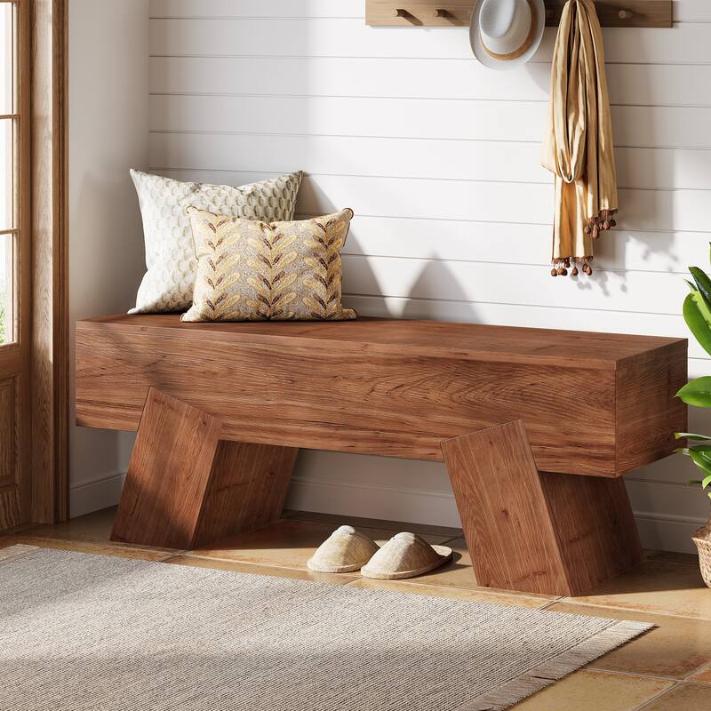 Solid Wood Shoe Bench with Sturdy Legs