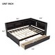 preview thumbnail 7 of 5, Full Size L-shaped Bookcases Bed with Power Outlets, USB Charging Ports,2 Drawers,Espresso