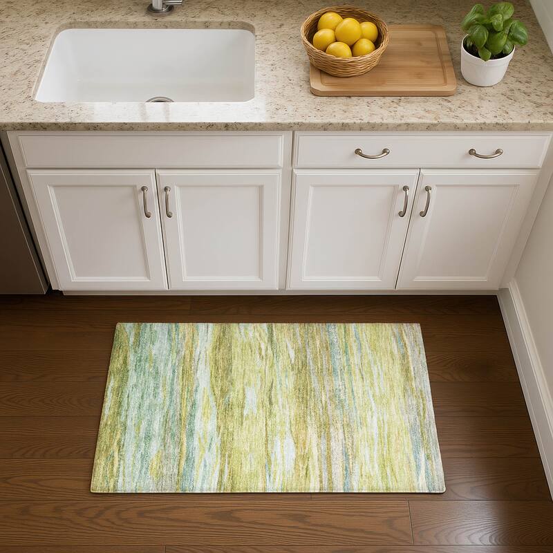 Premium Washable Super Soft Modern Stripes Mayfield Rug - Sage - 1'8" x 2'6"