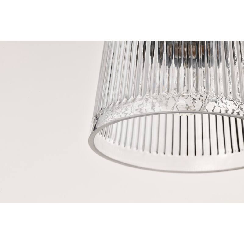 Grayson 1 Light Mini Pendant Matte Black Finish Clear Ribbed Glass - Matte Black