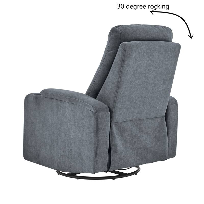 Swivel Rocking Recliner Sofa Chair With USB Charge Port & Cup Holder