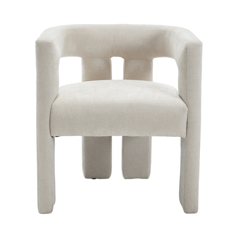 Chenille Fabric Upholstered Barrel Chair Set of 2 with Solid Wood Frame and Ergonomic Back Support