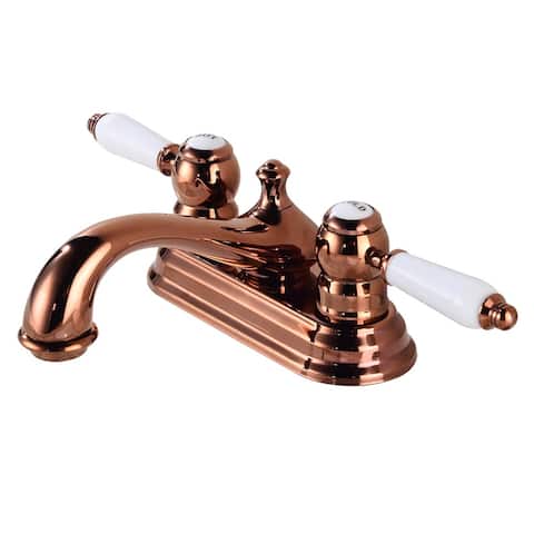Rose Gold Polished Brass Centerset Bathroom Faucet 4" L Lux Belle Style White Double Handle Vanity Faucets Renovators Supply