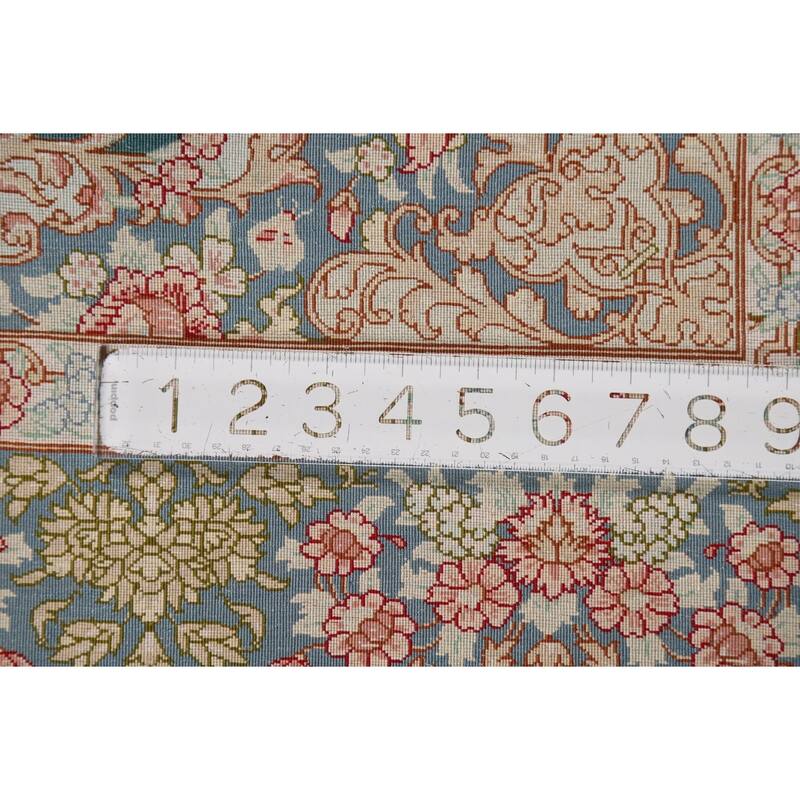 Floral Qum Persian Accent Rug Hand-Knotted Traditional Silk Carpet - 3'5"x 4'10"