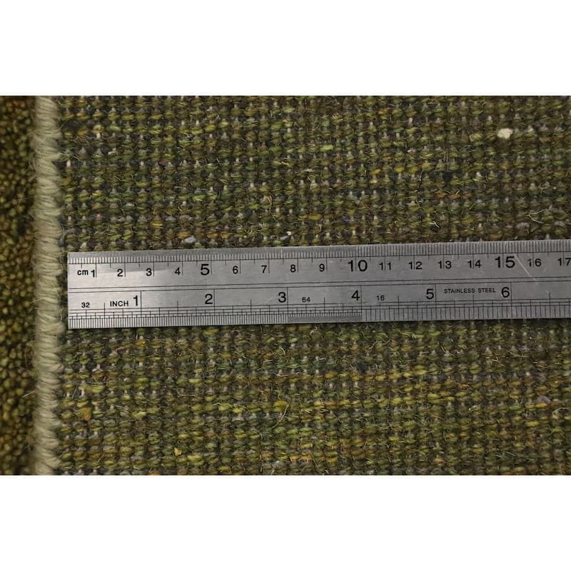 Hand Knotted Oriental 100% Wool Carpet Modern Modern Green Gabbeh Area Rug - 6' 2'' X 5' 0''
