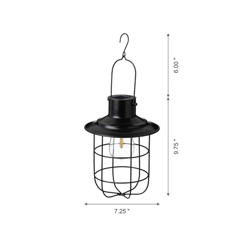 Glitzhome 9.75"H Metal Wire Solar Powered Outdoor Hanging Lantern