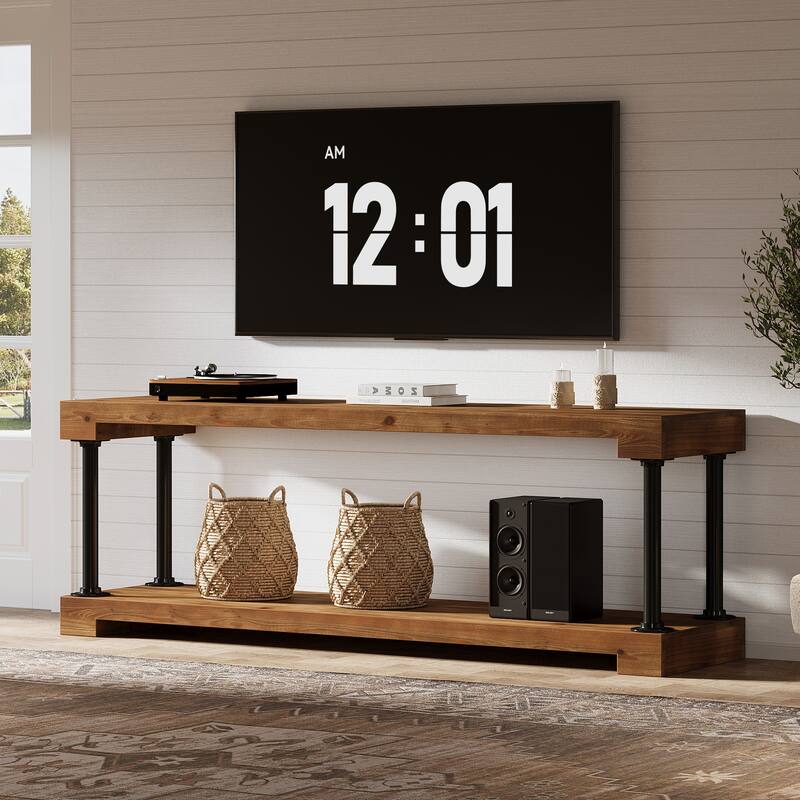 63" Solid Wood TV Stand For 75-Inch TV - 63.0" W x 13.8" D x 21.7" H