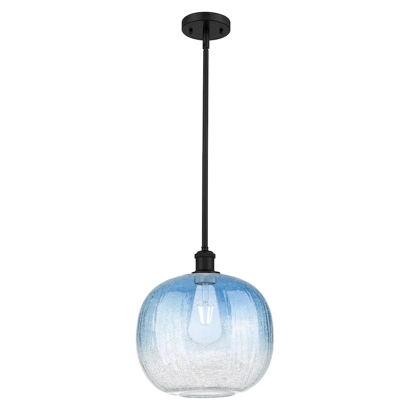 Innovations Lighting Endless Possibilities Ballston - Brookhaven Sphere - 1 Light 11" Stem Hung Mini Pendant - Matte Black/Sapphire Blue