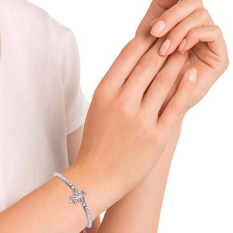 Victoria Townsend Silver Plated Cubic Zirconia Angel Adjustable Bracelet