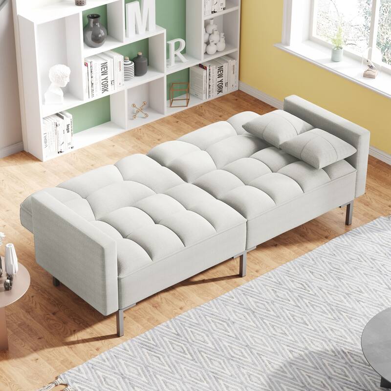 Modern Convertible Folding Futon Sofa Bed Linen Comfortable Upholstered