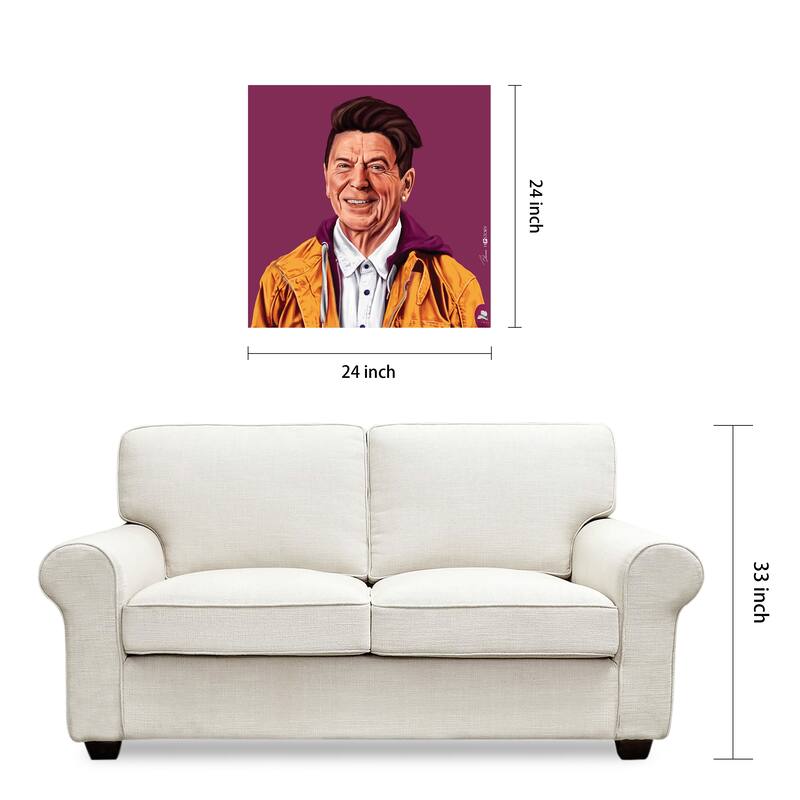 Empire Art Direct Hip Ronald Reagan Printed Tempered Glass Wall Art - Multi-Color